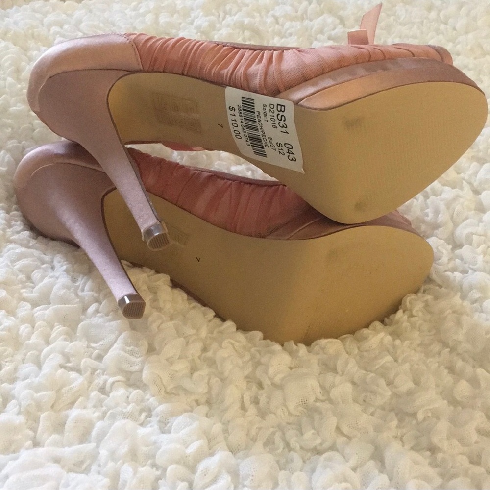Pink Satin & Chiffon High Heels - Picture 5 of 12